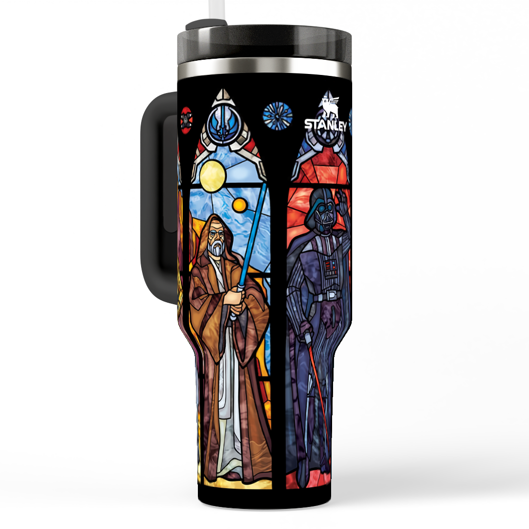 Star Wars Characters Stained Glass Style Quencher Tumbler 40 Oz